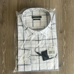 Men’s Bugatchi white plaid button down XL